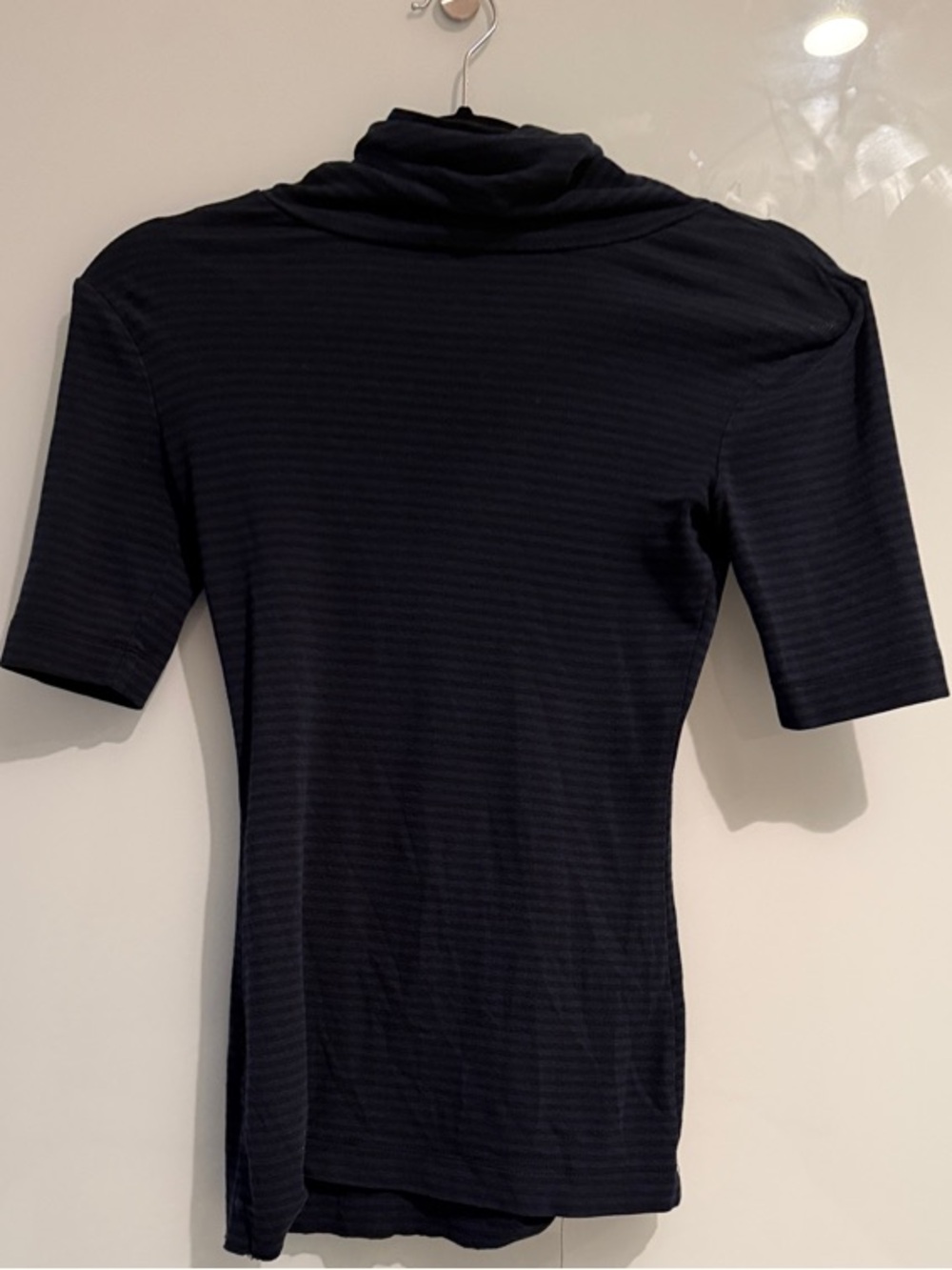 Black & blue striped Short-Sleeve Turtleneck Tee